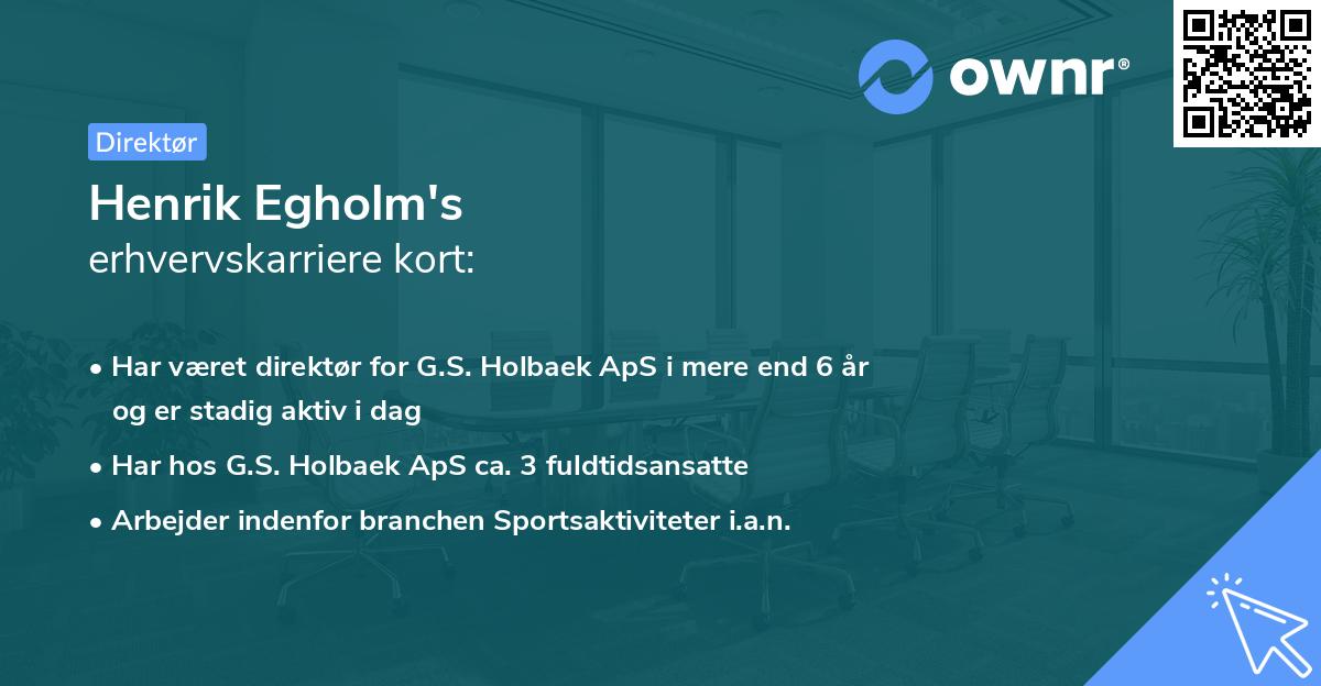 Henrik Egholm's erhvervskarriere kort