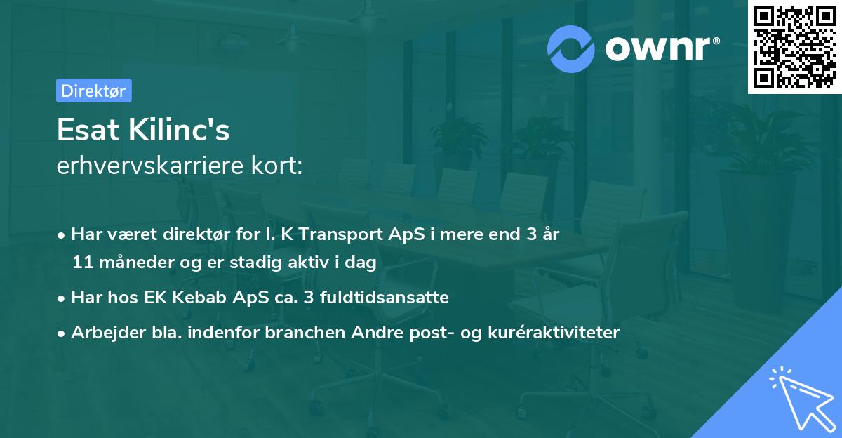 Esat Kilinc's erhvervskarriere kort