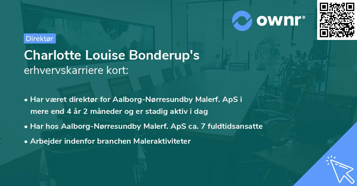 Charlotte Louise Bonderup's erhvervskarriere kort