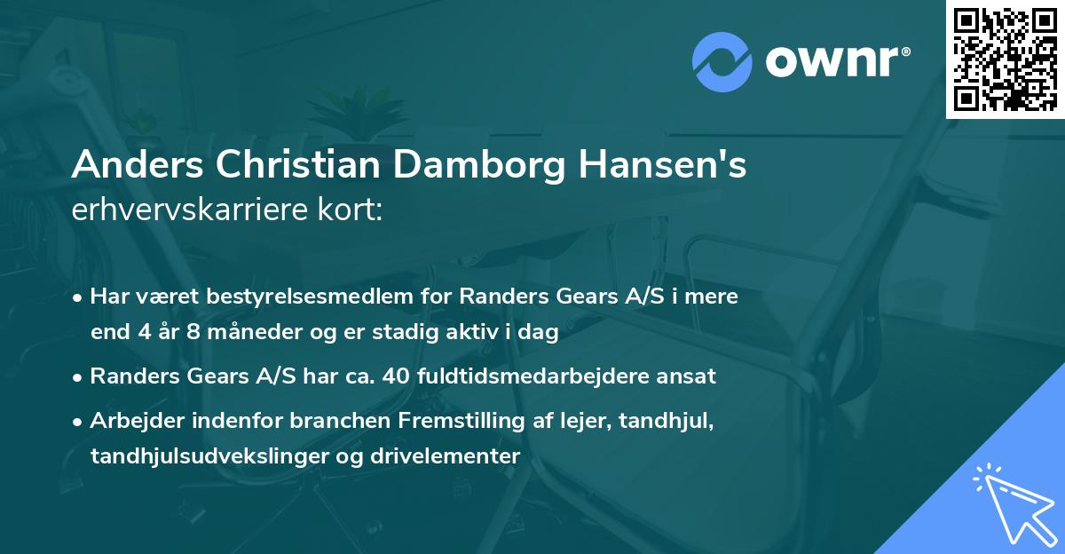 Anders Christian Damborg Hansen's erhvervskarriere kort