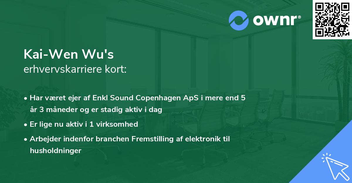 Kai-Wen Wu's erhvervskarriere kort