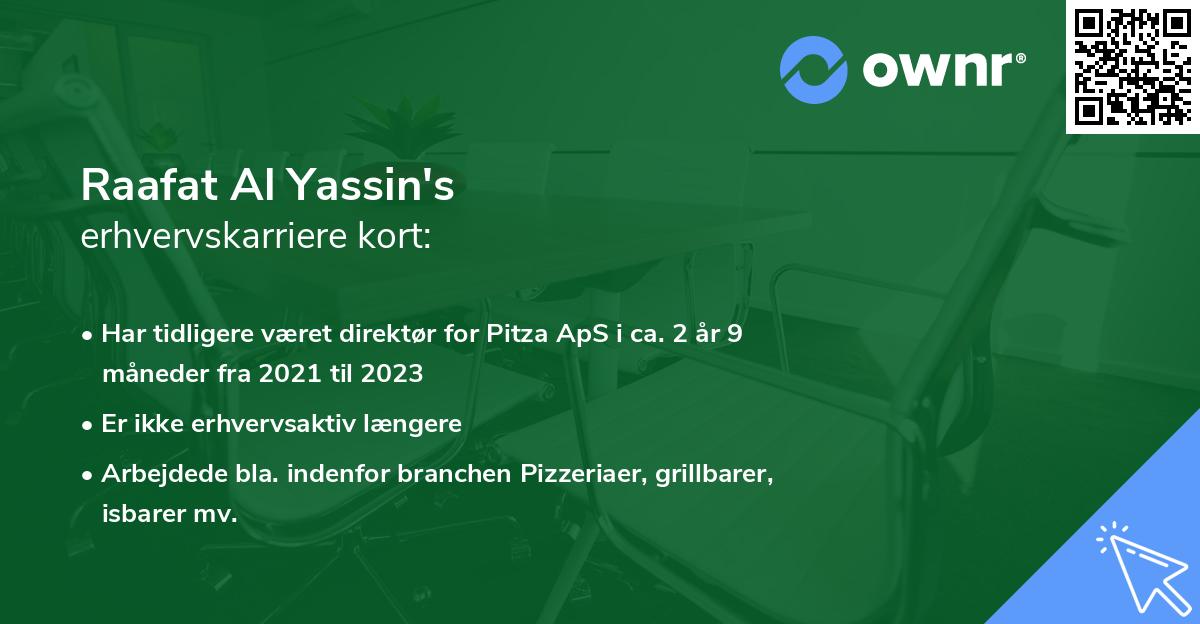 Raafat Al Yassin's erhvervskarriere kort