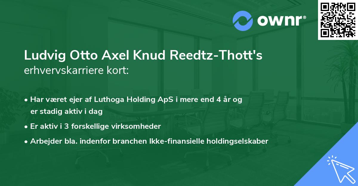 Ludvig Otto Axel Knud Reedtz-Thott's erhvervskarriere kort