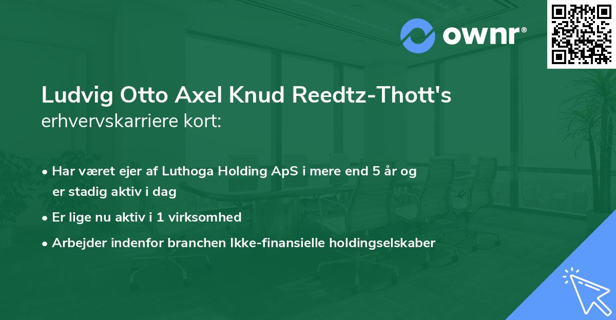 Ludvig Otto Axel Knud Reedtz-Thott's erhvervskarriere kort