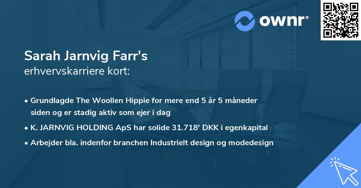 Sarah Jarnvig Farr's erhvervskarriere kort