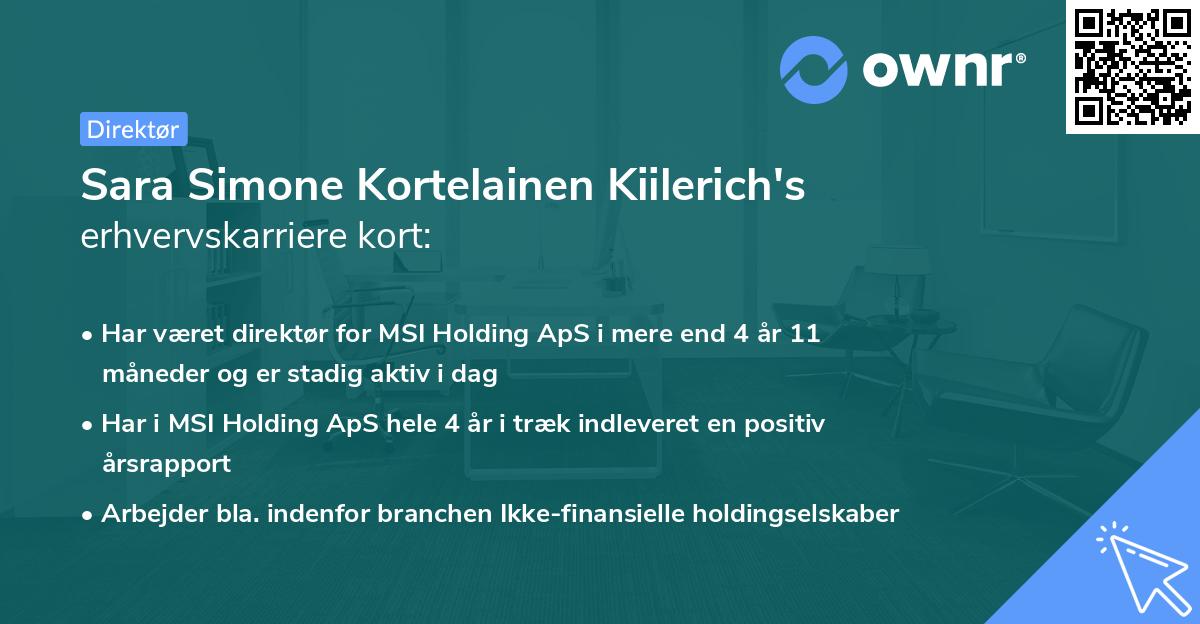 Sara Simone Kortelainen Kiilerich's erhvervskarriere kort