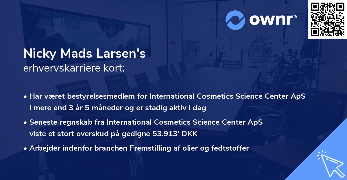 Nicky Mads Larsen's erhvervskarriere kort