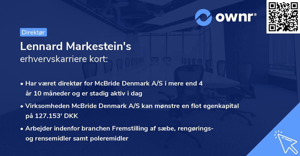 Lennard Markestein's erhvervskarriere kort