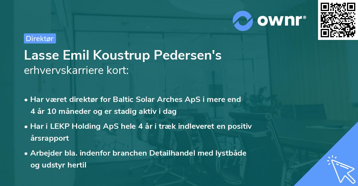 Lasse Emil Koustrup Pedersen's erhvervskarriere kort