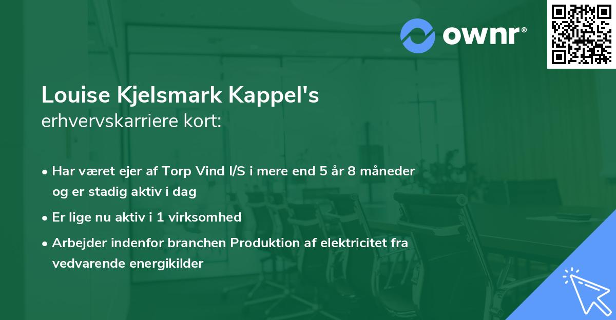Louise Kjelsmark Kappel's erhvervskarriere kort