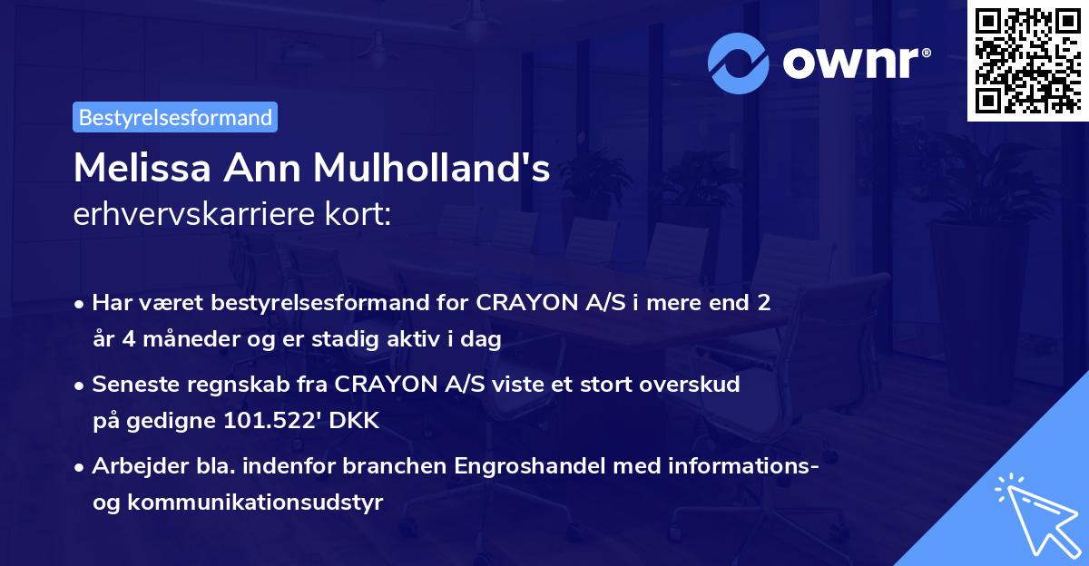 Melissa Ann Mulholland's erhvervskarriere kort