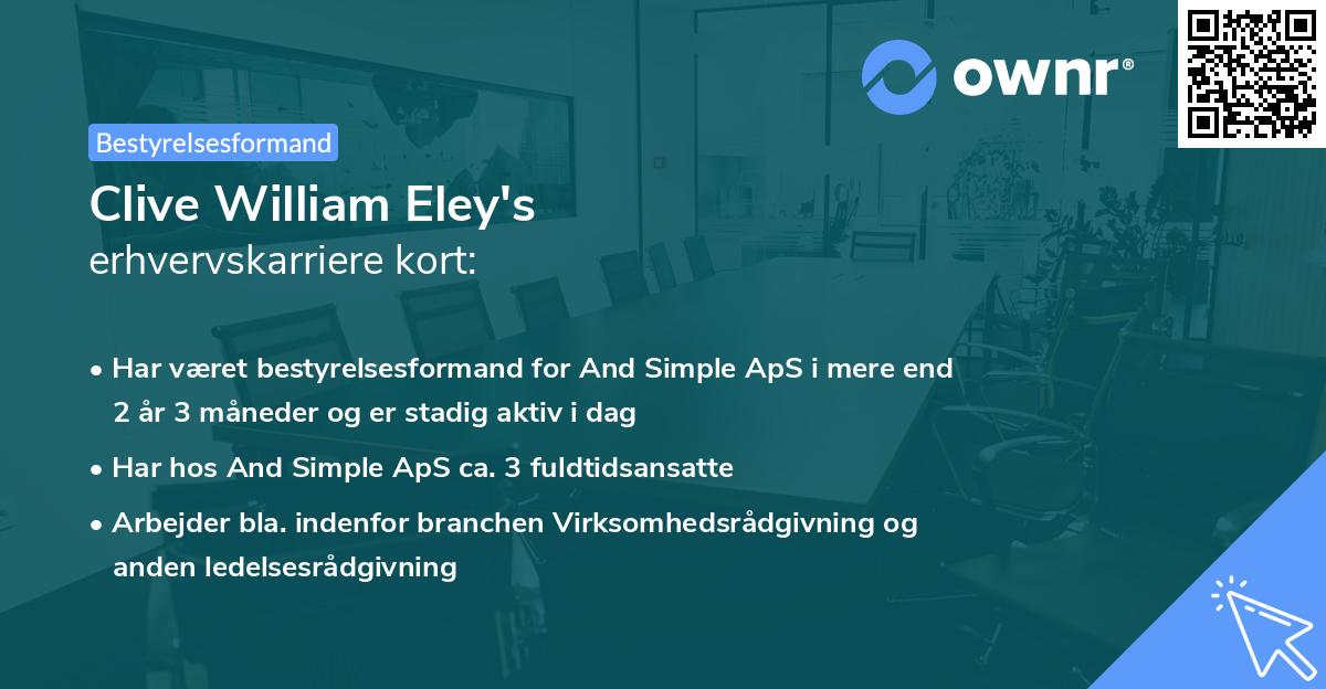 Clive William Eley's erhvervskarriere kort