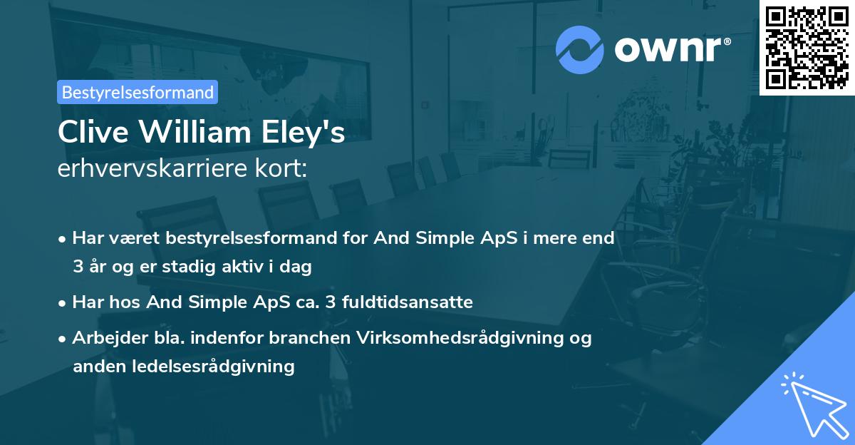 Clive William Eley's erhvervskarriere kort