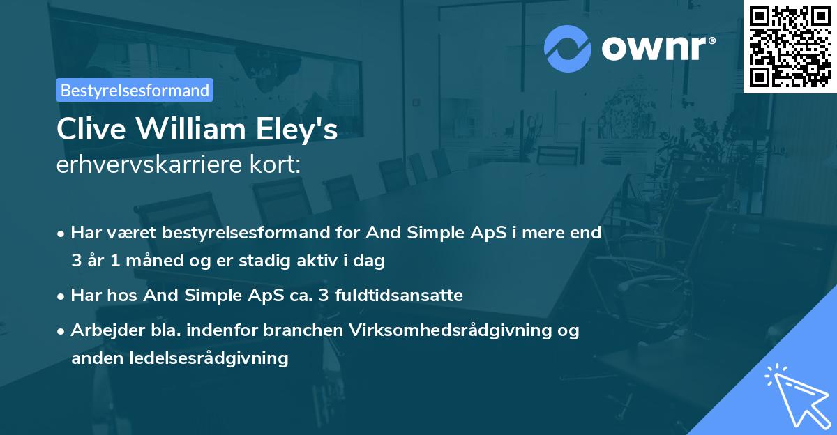 Clive William Eley's erhvervskarriere kort