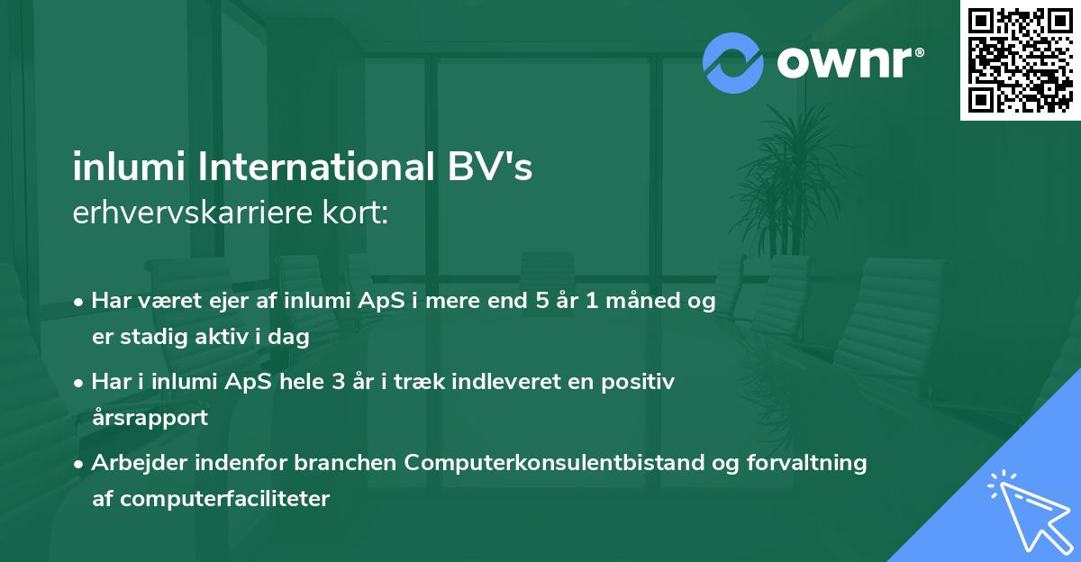 inlumi International BV's erhvervskarriere kort