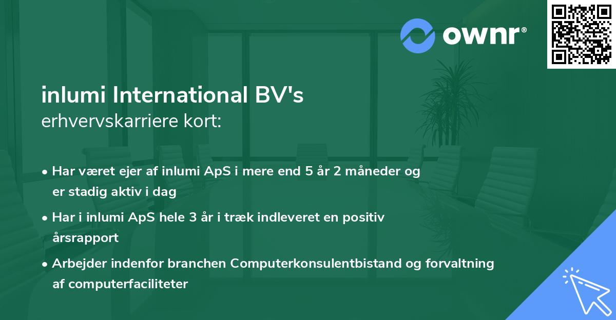 inlumi International BV's erhvervskarriere kort