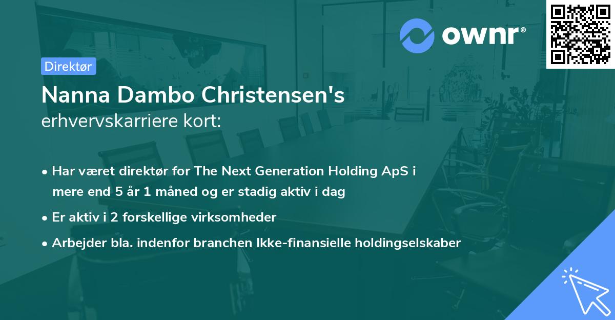 Nanna Dambo Christensen's erhvervskarriere kort