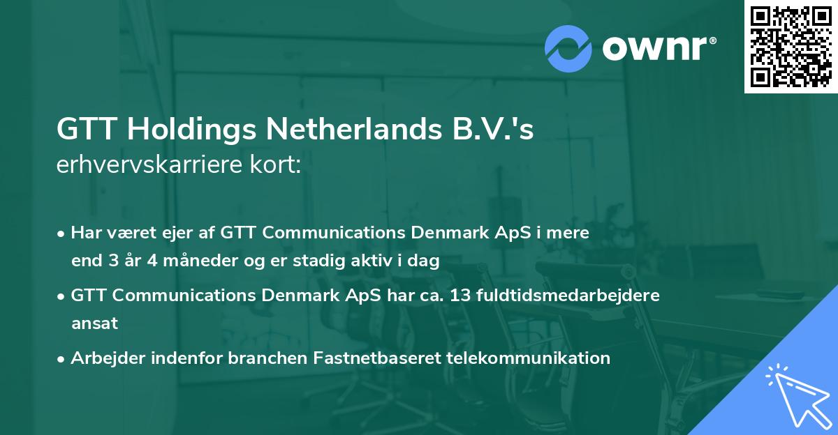 GTT Holdings Netherlands B.V.'s erhvervskarriere kort