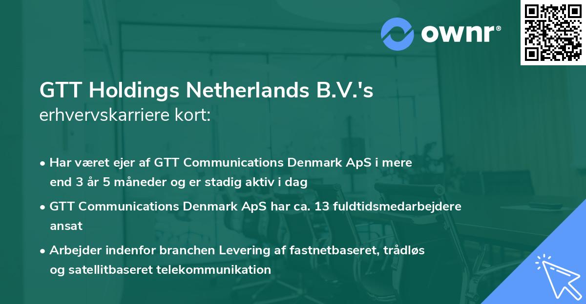 GTT Holdings Netherlands B.V.'s erhvervskarriere kort