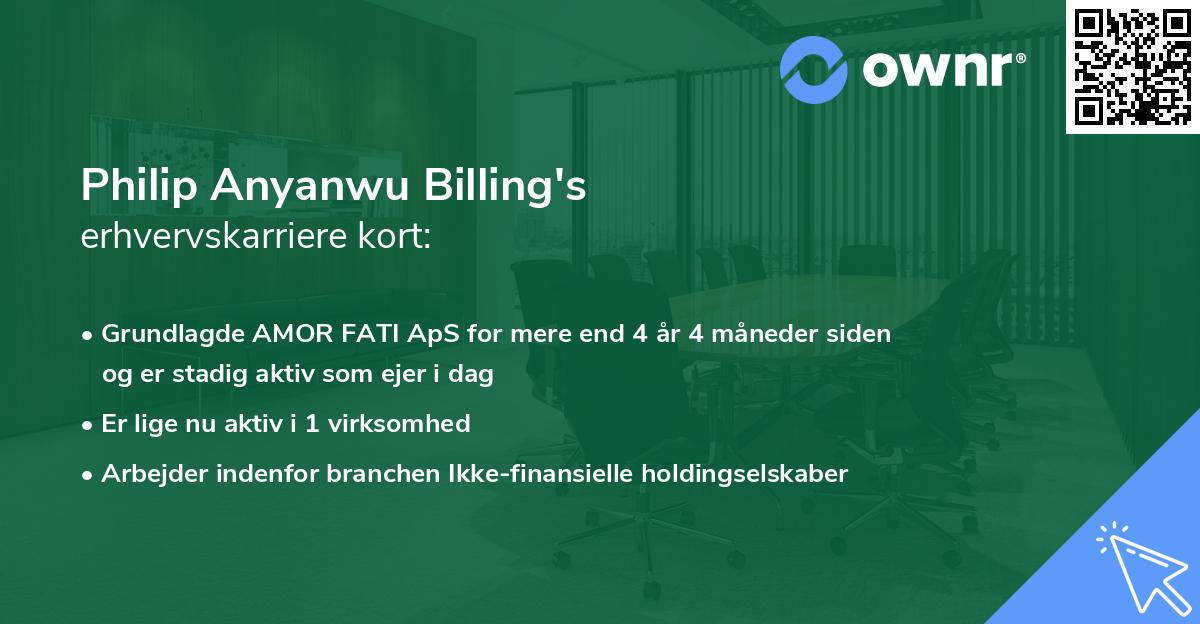 Philip Anyanwu Billing's erhvervskarriere kort