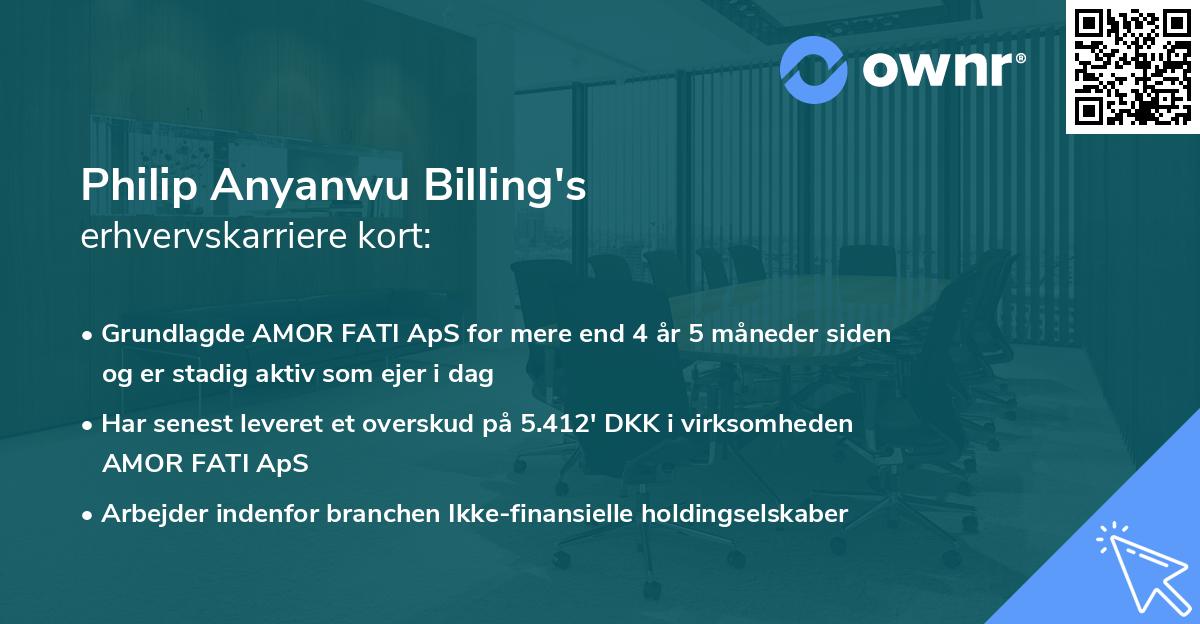 Philip Anyanwu Billing's erhvervskarriere kort