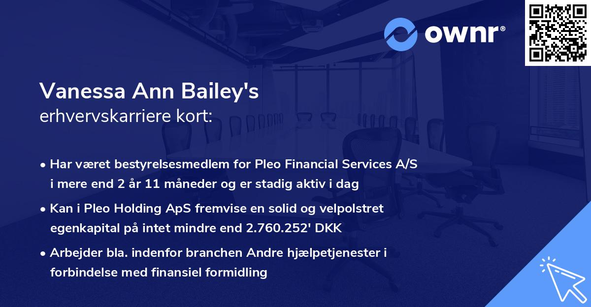 Vanessa Ann Bailey's erhvervskarriere kort