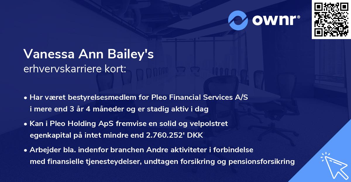 Vanessa Ann Bailey's erhvervskarriere kort