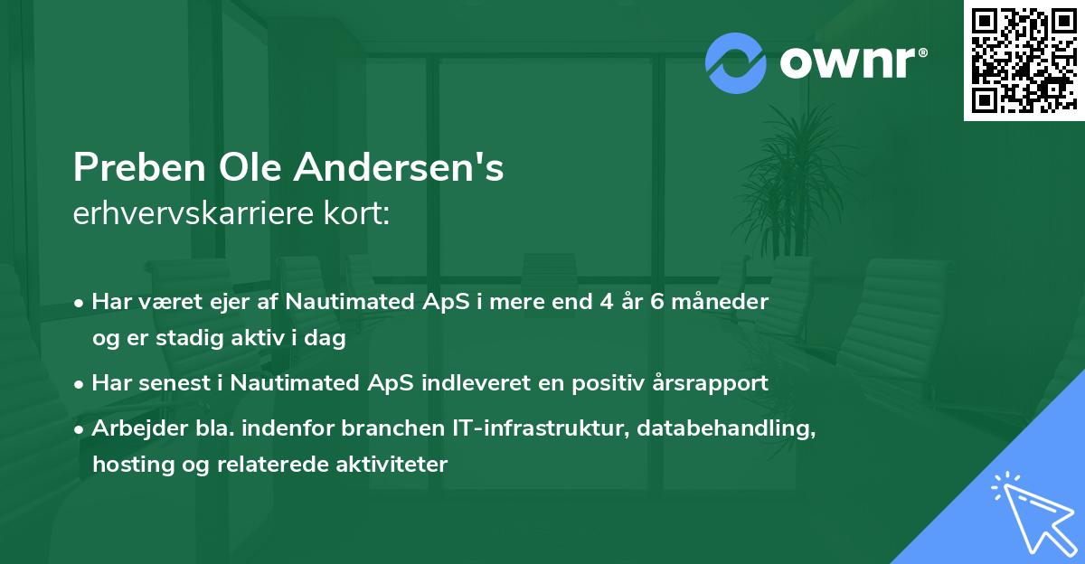 Preben Ole Andersen's erhvervskarriere kort