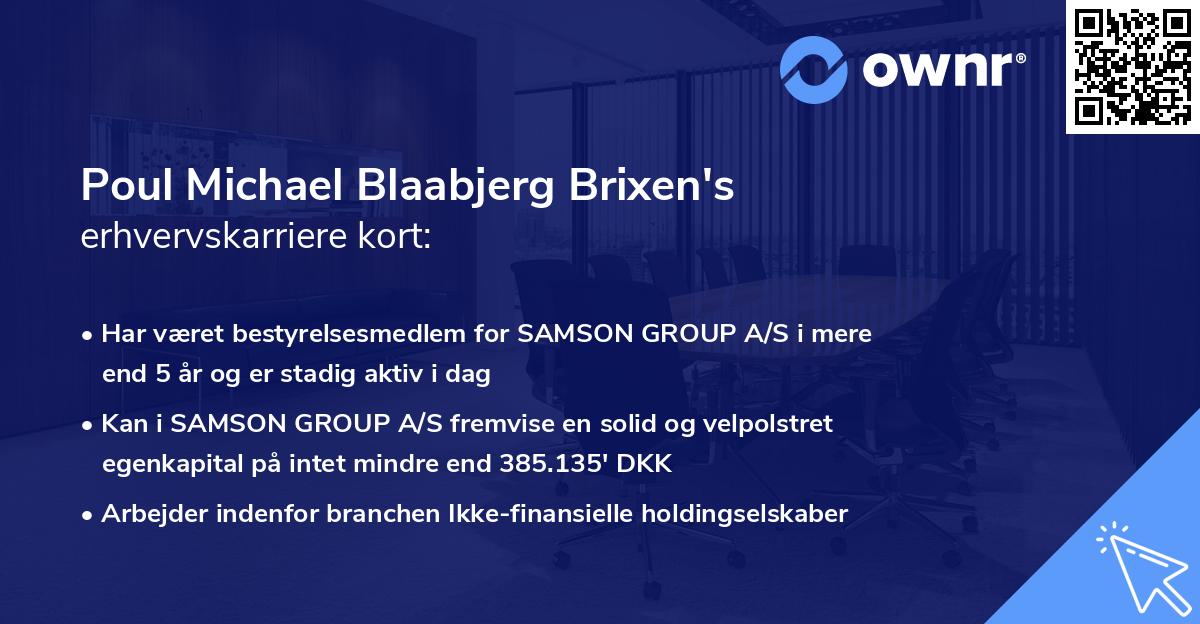 Poul Michael Blaabjerg Brixen's erhvervskarriere kort