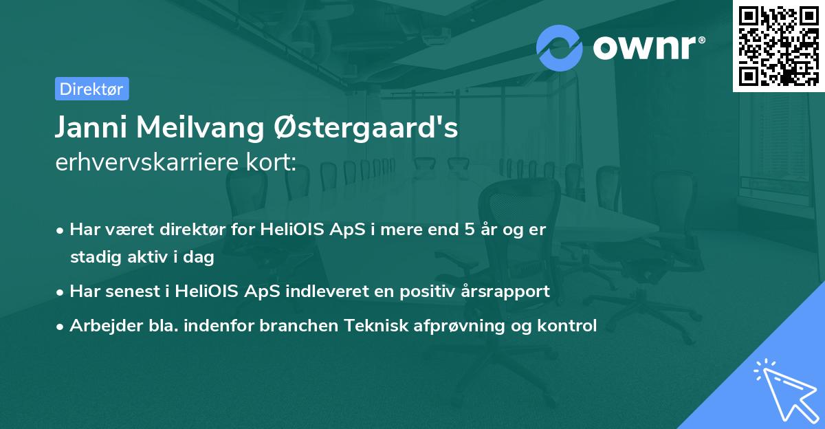 Janni Meilvang Østergaard's erhvervskarriere kort