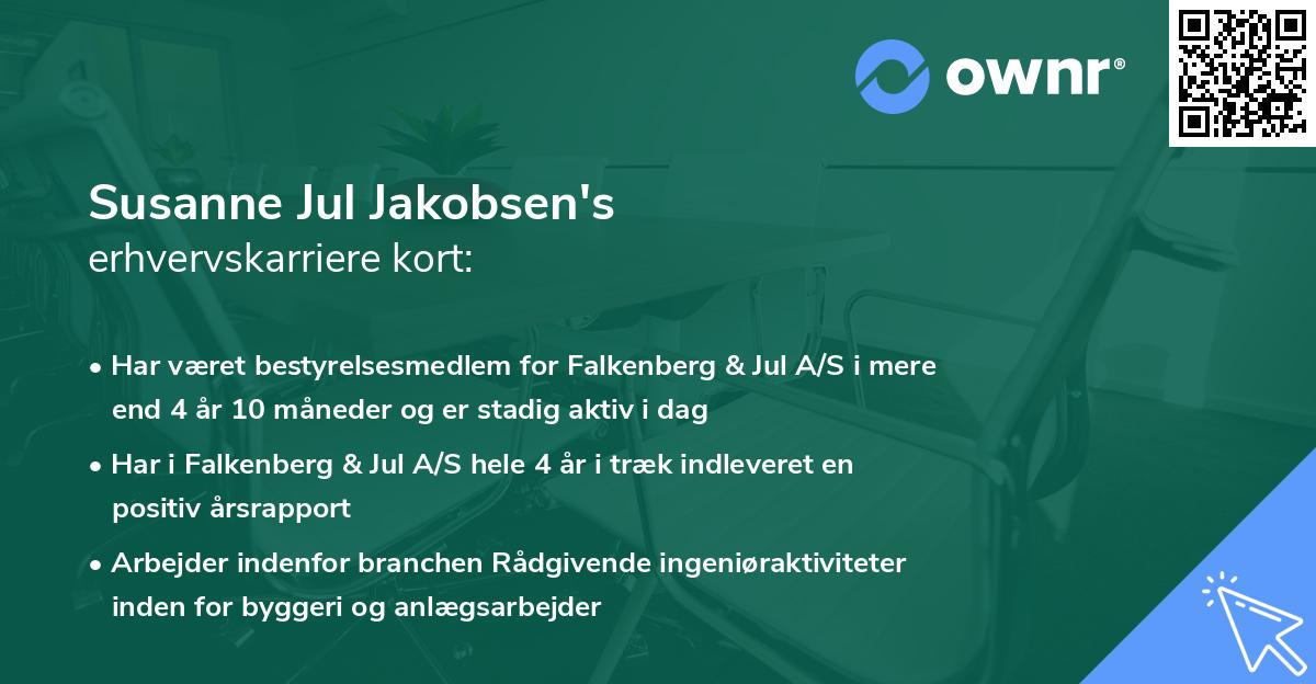 Susanne Jul Jakobsen's erhvervskarriere kort