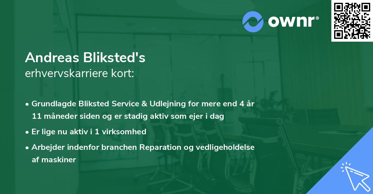 Andreas Bliksted's erhvervskarriere kort
