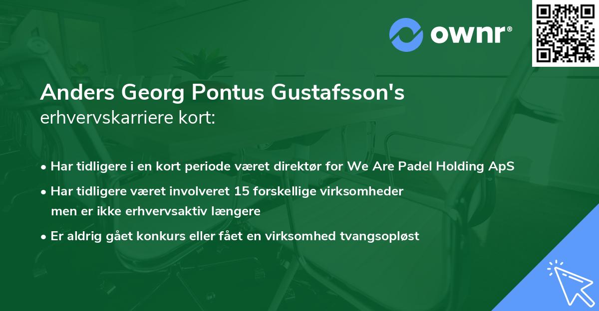 Anders Georg Pontus Gustafsson's erhvervskarriere kort