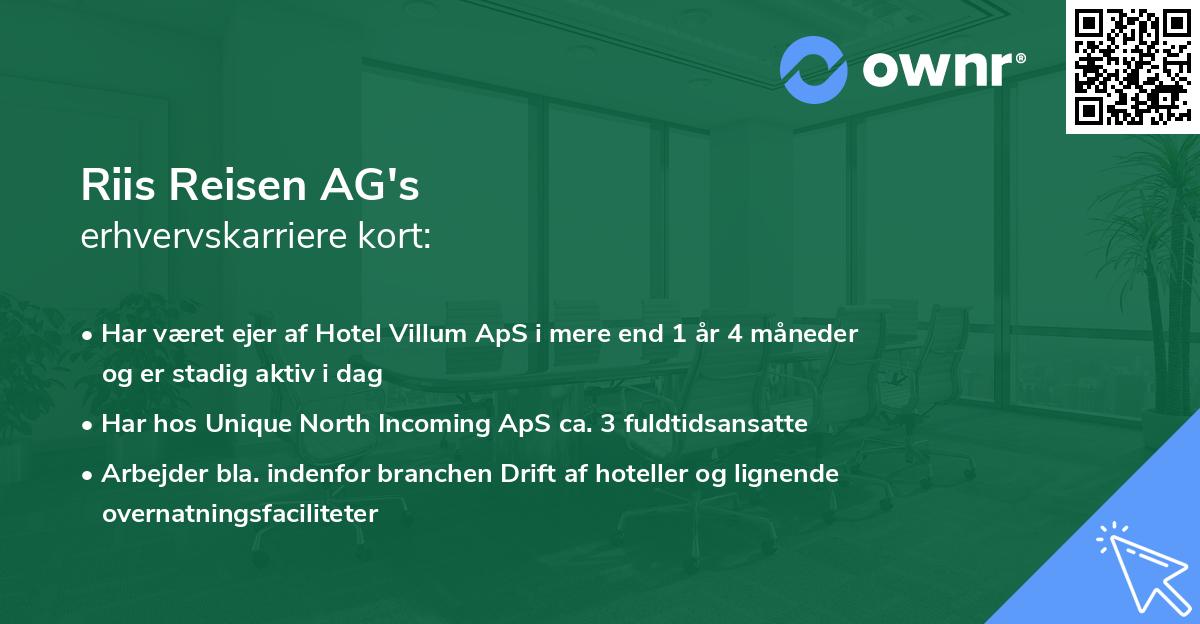 Riis Reisen AG's erhvervskarriere kort