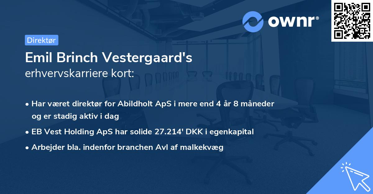 Emil Brinch Vestergaard's erhvervskarriere kort