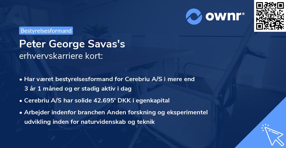 Peter George Savas's erhvervskarriere kort