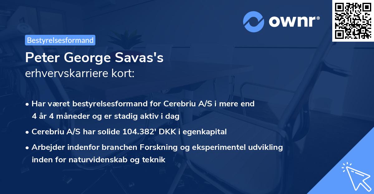 Peter George Savas's erhvervskarriere kort