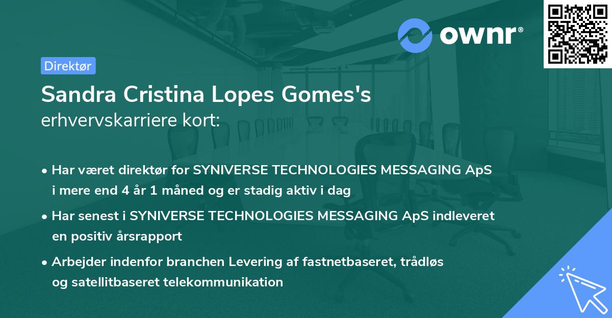 Sandra Cristina Lopes Gomes's erhvervskarriere kort