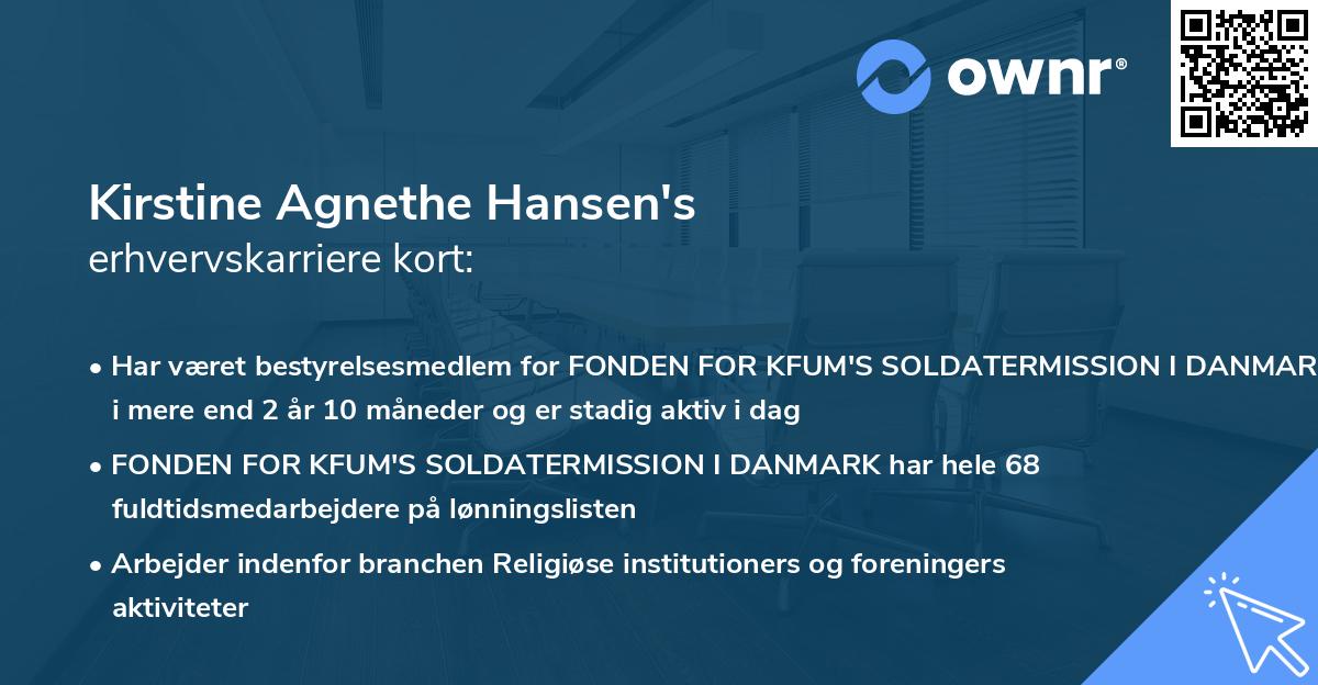 Kirstine Agnethe Hansen's erhvervskarriere kort