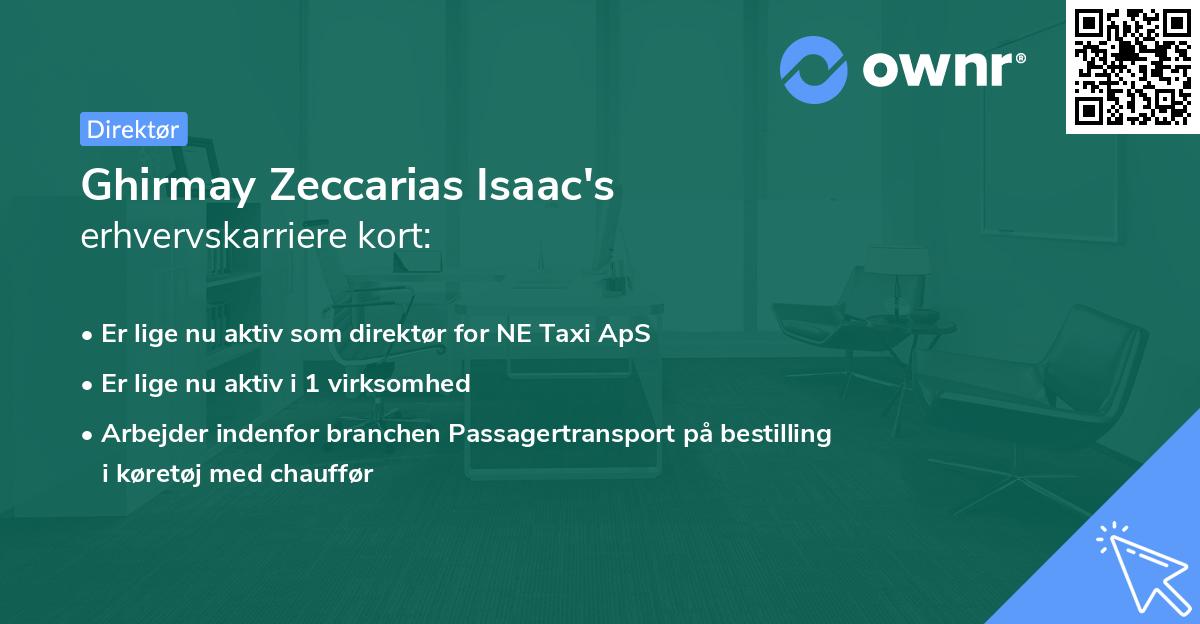 Ghirmay Zeccarias Isaac's erhvervskarriere kort