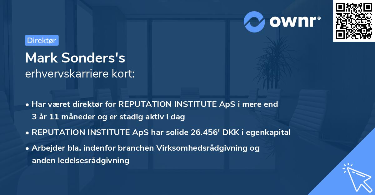 Mark Sonders's erhvervskarriere kort