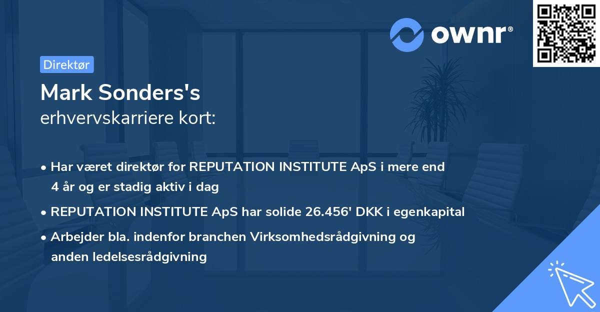 Mark Sonders's erhvervskarriere kort