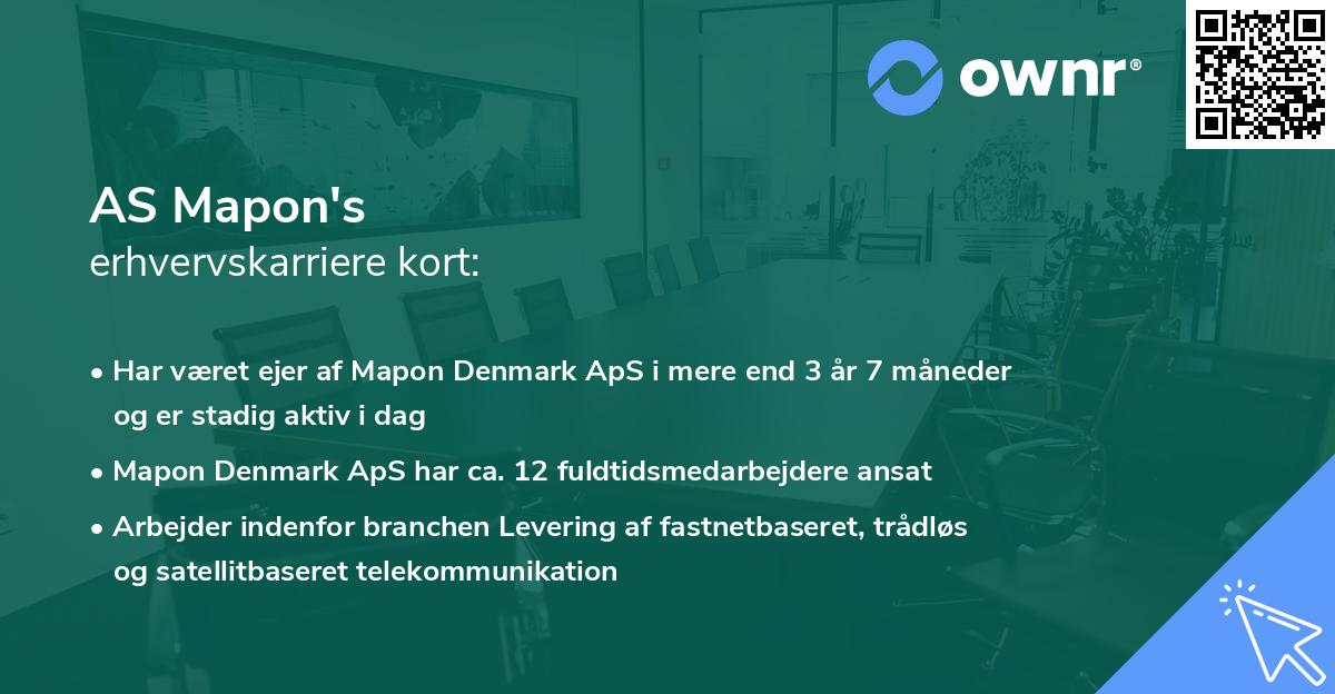 AS Mapon's erhvervskarriere kort