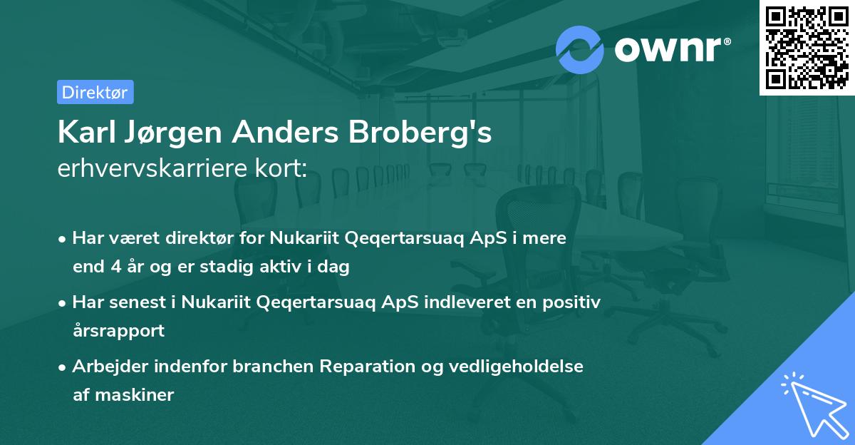 Karl Jørgen Anders Broberg's erhvervskarriere kort