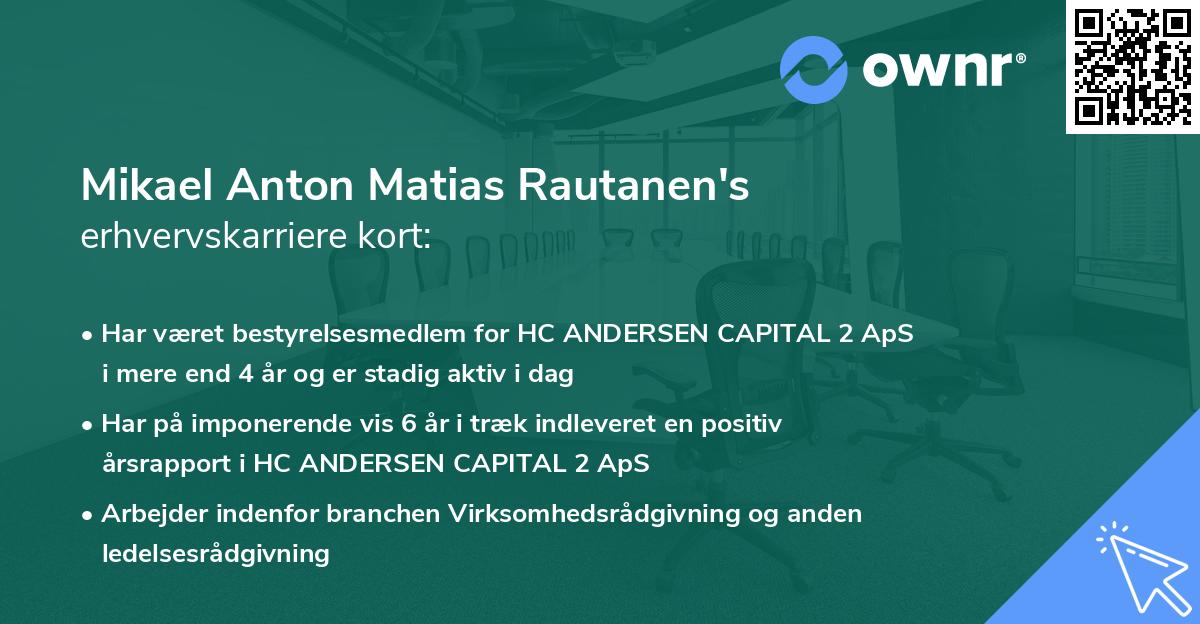 Mikael Anton Matias Rautanen's erhvervskarriere kort