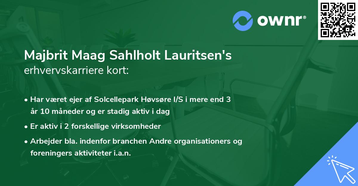 Majbrit Maag Sahlholt Lauritsen's erhvervskarriere kort
