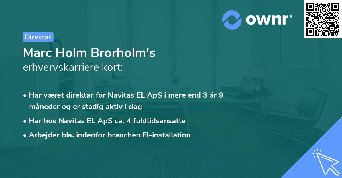 Marc Holm Brorholm's erhvervskarriere kort