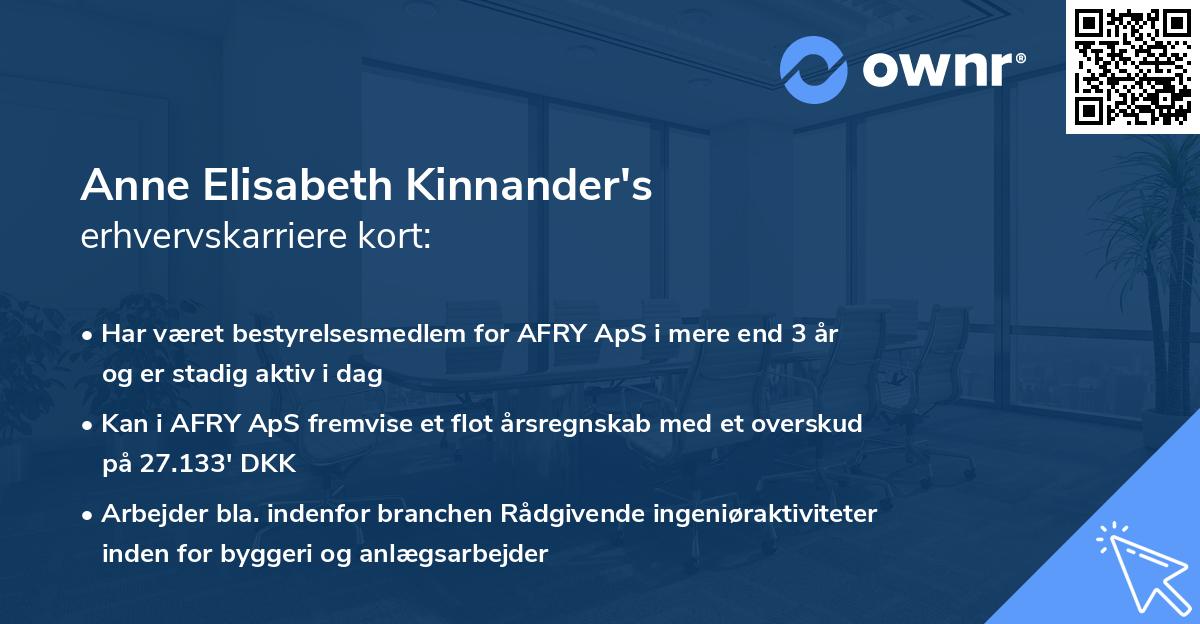Anne Elisabeth Kinnander's erhvervskarriere kort