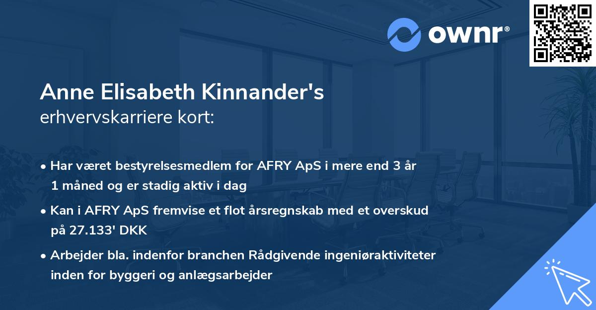 Anne Elisabeth Kinnander's erhvervskarriere kort