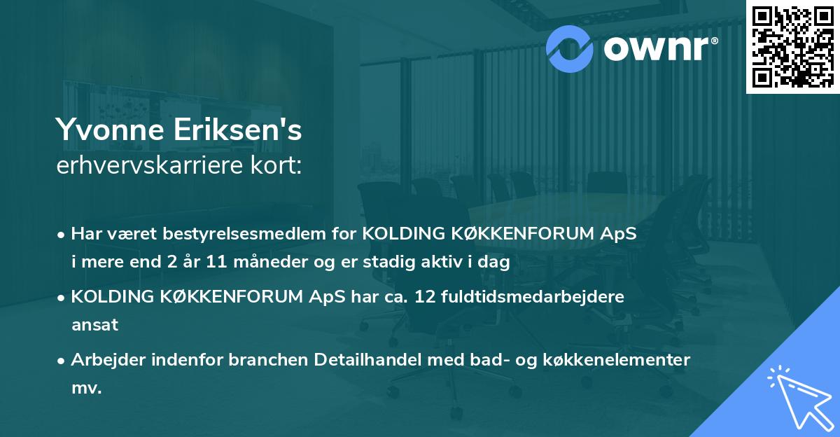 Yvonne Eriksen's erhvervskarriere kort